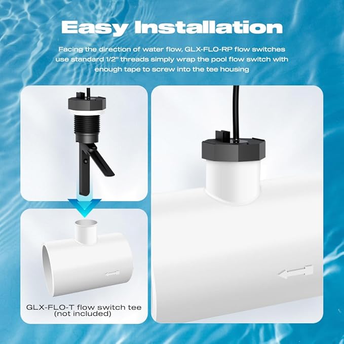 Flow Switch, GLX-FLO-RP for Hayward Goldline Aquarite Salt System Pool Flow Sensor Suitable Hayward Salt Cell and Chlorine Generator with 15ft Cable Pool Flow Switch