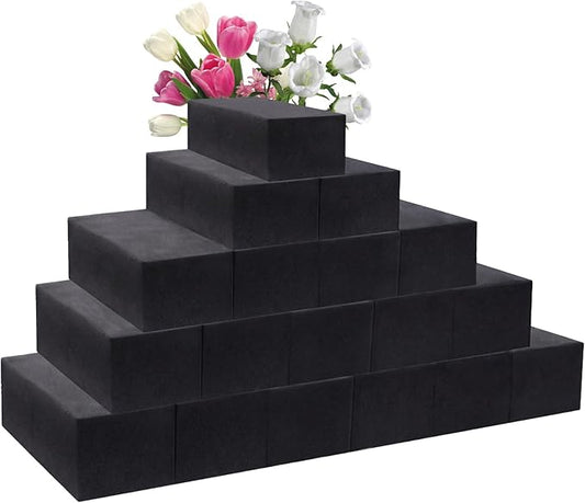 Prashent 18 Pcs Black Floral Foam Blocks for Artificial & Dried Flowers, Reusable & Water Resistant, Easy to Cut and Shape, Ideal for Home, Wedding, Events & DIY Crafts, 7.8” L x 3.5” W x 2.4” H