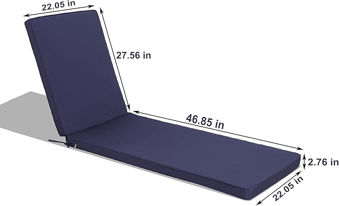 Only choice Outdoor Lounge Chair Cushions Patio Chaise Lounge Replacement Cushions Funiture Seat Cushions Chair Pads (Navy Blue-1 pc)