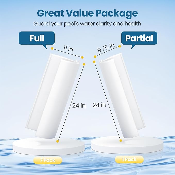 CPLIKE 48 Sq.Ft FS-2004 DE Grid Pool Replacement Filt-er Set Compatible with Unicel FS-2004, for Hayward Pro-Grid DE4820, for MicroClear DE4800, 7 Full + 1 Partial for 48 Sq.Ft (24 inch Height)