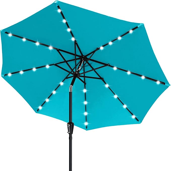 ABCCANOPY 11FT Solar Led Patio Umbrellas with 32LED Lights (Aquamarine)