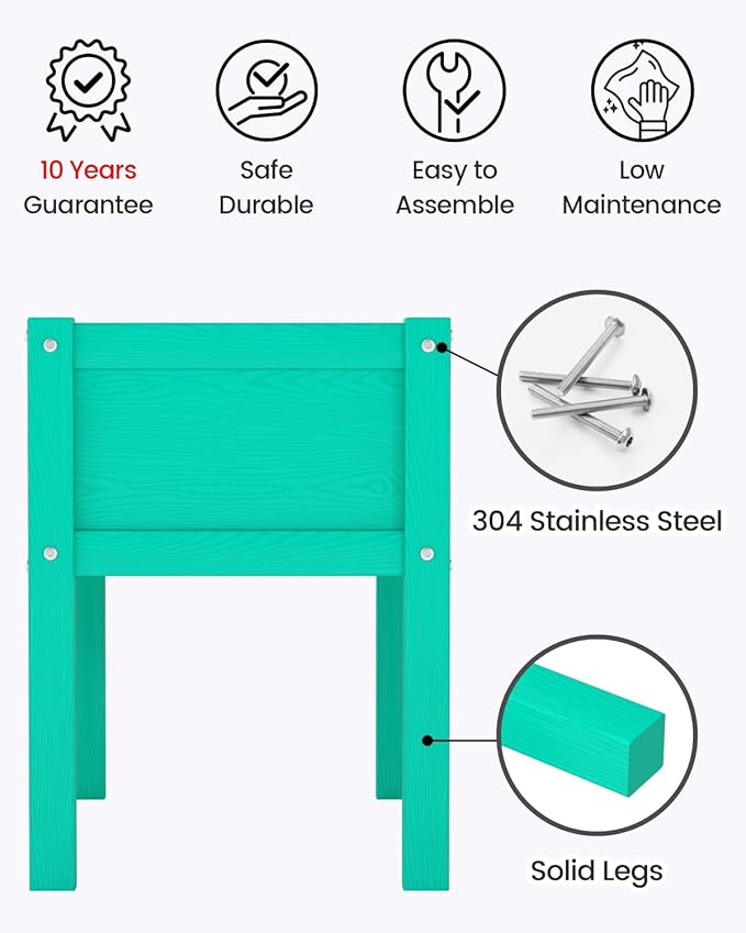 Small HDPE Raised Garden Bed, Elevated Planter Box with Legs, Outdoor All-Weather Planter Raised Beds for Seeds, Herbs, Flowers, Vegetables (Aruba Blue)