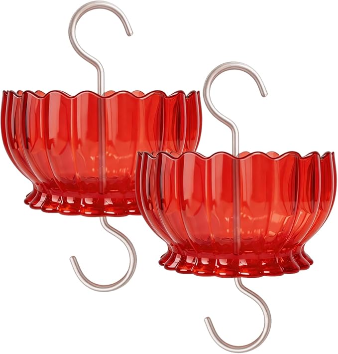 Extra Large Ant Moat for Hummingbird Feeder - Pack of 2PC x 9 OZ Capacity Insect Guard Red Daisy