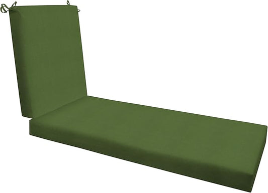 Honeycomb Outdoor Chaise Lounge Cushion for Patio Furniture, Water & Fade Resistant, Removable Cover, 21.5 x 70, Heritage Textured Solid Artichoke Green