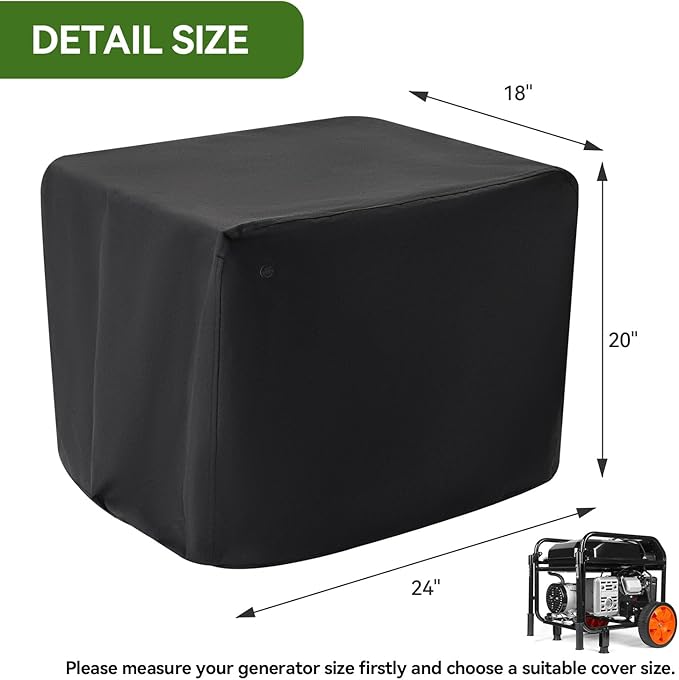 Waterproof Generator Covers for Outside (24"L x 18"W x 20"H), Heavy Duty 900D Polyester Fabric Portable Generator Covers Fits for iGen4500,Honda EU3000iS, Wen 3800,Predator 3500 4375 Generator, Black