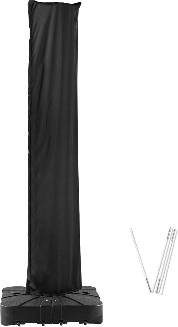 Patio Umbrella Cover Waterproof UV Resistant Outdoor Cantilever Umbrella Covers with Zipper and Rod, Black
