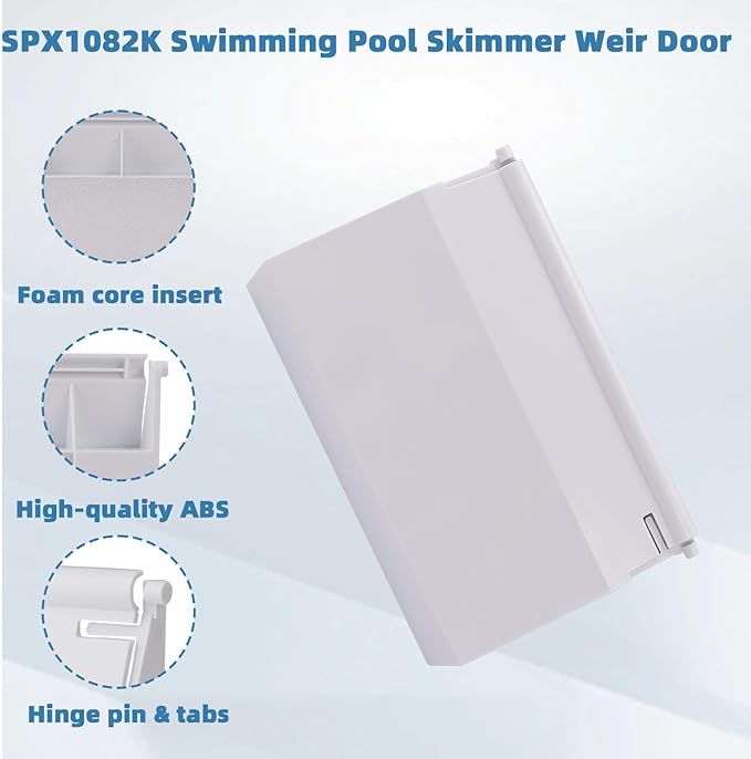 SPX1082K Swimming Pool Skimmer Weir Door Compatible with Hayward SP1082/SP1083/SP1084/SP1085/SP1086/SP1075/SP1076/SP1077, 7-3/4 inch Pool Skimmer Weir Flap Door Assembly Replacement Kit