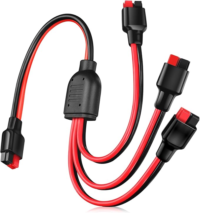 Anderson Y Splitter Cable Solar Panel Connector 1 to 3 Branch Parallel Adapter Cable for Portable Solar Generator Power Station Compatible with GZ Jackery High Power Pole Port Connector