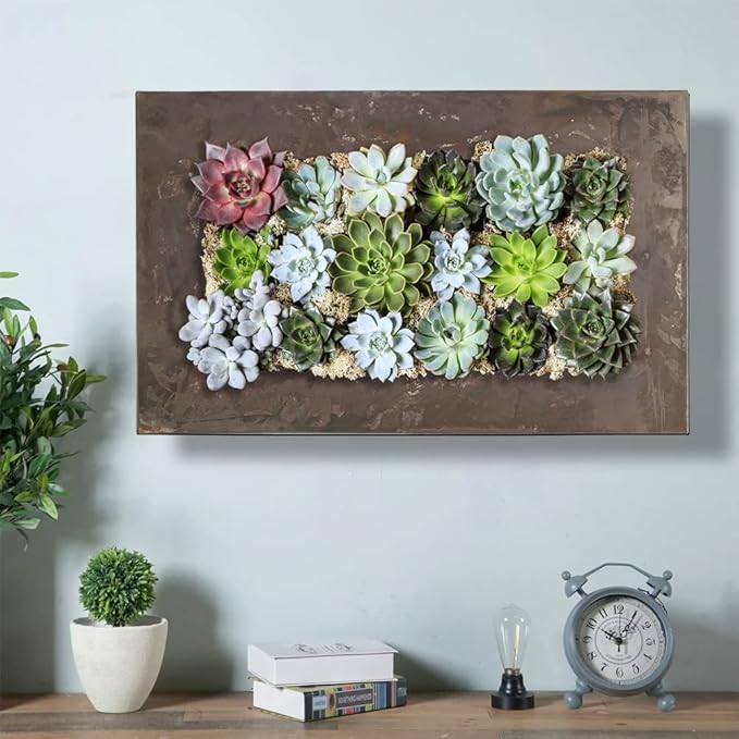 Modern Home Living Wall Galvanized Steel/Zinc Succulent Planter, Wall Mounted Garden Pocket Planter (Horizontal 18 Pocket, Rust Zinc)