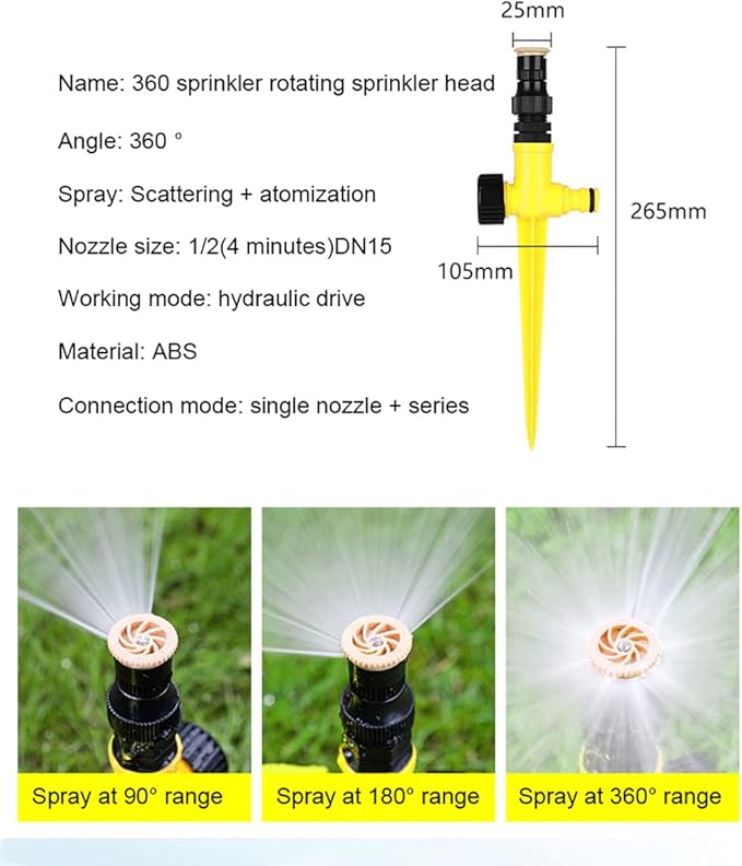 360° Rotation Auto Irrigation System Garden Lawn Sprinkler Patio, 90°/180°/360°, Adjustable at Will for Outdoor Grass Garden Yard Lawns (3 PCS)