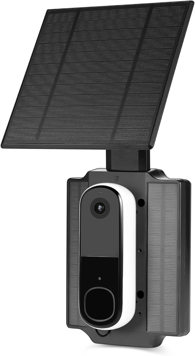 Wasserstein Doorbell Solar Charger with Built-in Battery Compatible with Arlo Video Battery Doorbell 2K (2nd Gen), WYZE Wireless Duo Cam & eufy E340/C30/C31 Doorbell (2.5W)