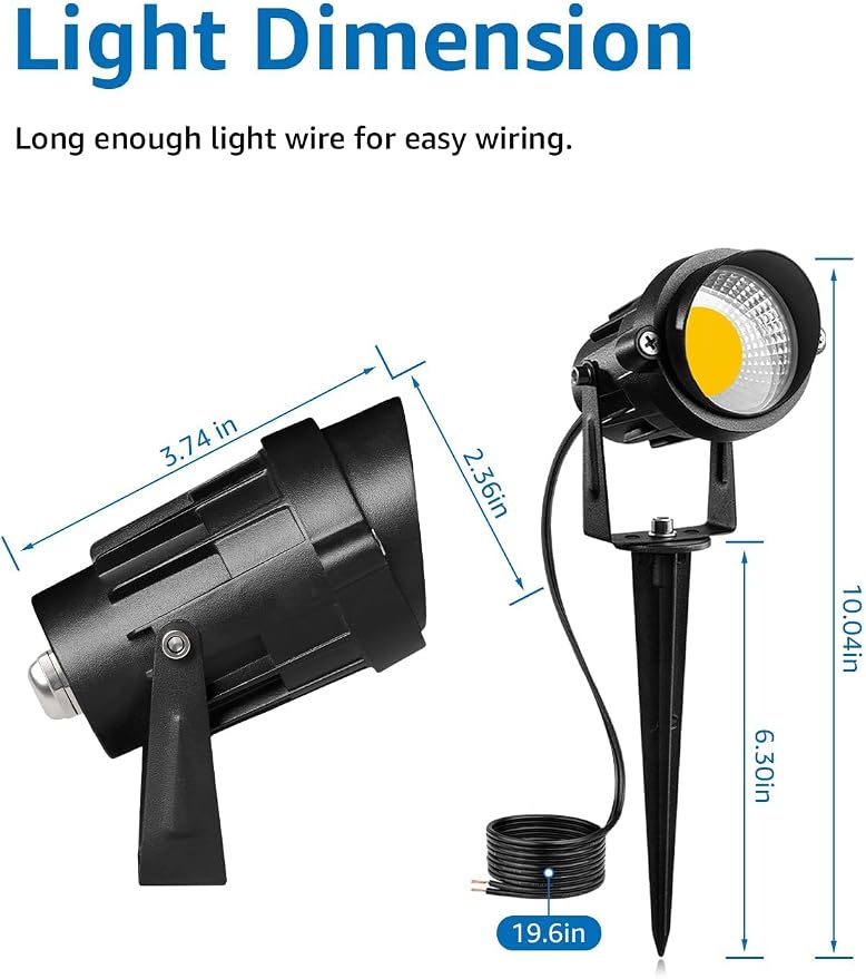 SUNVIE 12W Low Voltage Landscape Lights LED Landscape Lighting with Connectors 12V Warm White (900LM) Waterproof Garden Low Voltage Lights Wall Tree Flag Outdoor Spotlights with Spike Stand, 8 Pack