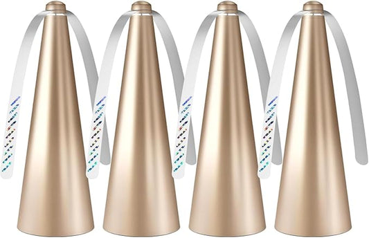 Glovv Fly Fans for Tables, Bug Food Fan Outdoor Indoor Keep Flies Away, 4 Pack Portable Batteries Powered Picnic Table Top Spinner with Metal Hanger, Fly Repellent for Restaurant, Camping (Golden)