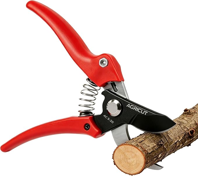 AGRICUT 7" Pruning Shears Heavy Duty Professional, Made of Japanese SK5 Steel Blades, 4/5 Cut Capacity, Bypass Hand Pruners Garden Clippers for Tree Flower Branch Trimming, S20