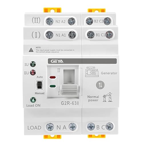 GEYA Mini ATS Dual Power Automatic/Manual Transfer Switch, Over & Under Voltage Protection Solar Auto Switch Uninterrupted Power Din Rail(4Pole 63A AC110V)