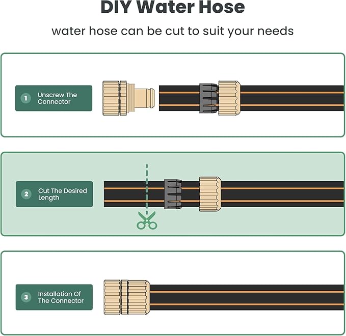 Giraffe Tools Garden Hose 5/8" Custom Length, No Kink, Flexible, Leakproof Water Hose, 600 Burst PSI, 15ft Male Female Fittings,Black Orange