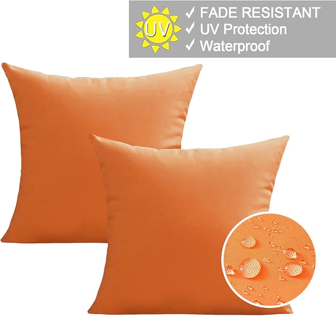 VAKADO Outdoor Waterproof Throw Pillow Covers 22X22 Set of 2 Decorative Pumpkin Patio Furniture Cushion Cases Outside Decor for Couch Garden Bench Porch