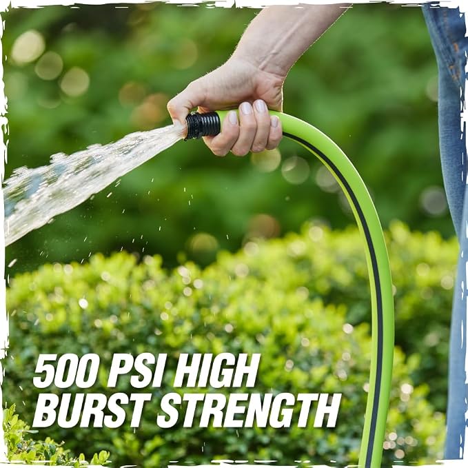 RUGGED RHINO Heavy Duty Garden Hose 100ft x 5/8in, Anti-Kink and Leakproof, Durable 4-Layer Construction, 500 PSI Burst, All Weather Outdoor Watering for Lawn, Garden, Flowers, Green and Black