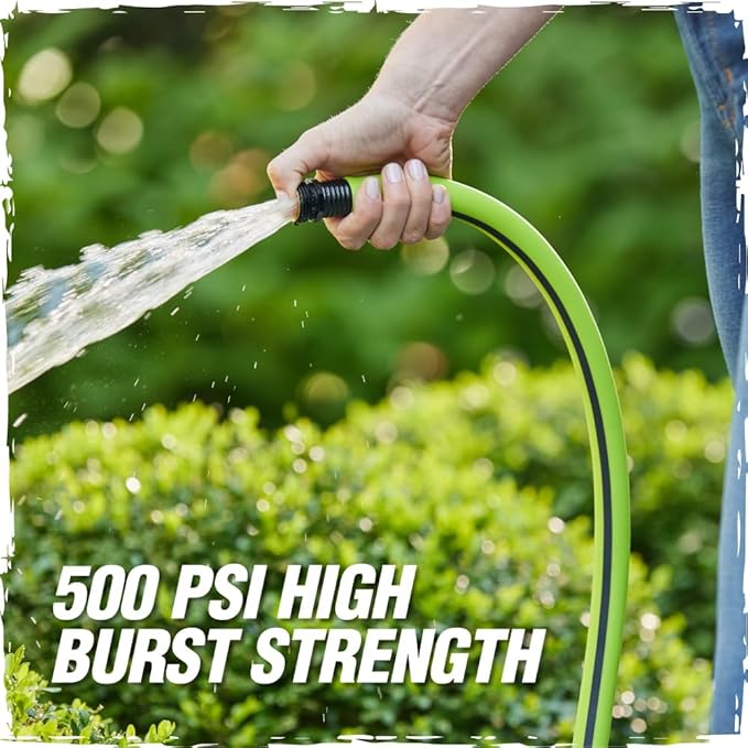 RUGGED RHINO Heavy Duty Garden Hose 75ft x 5/8in, Anti-Kink and Leakproof, Durable 4-Layer Construction, 500 PSI Burst, All Weather Outdoor Watering for Lawn, Garden, Flowers, Green and Black