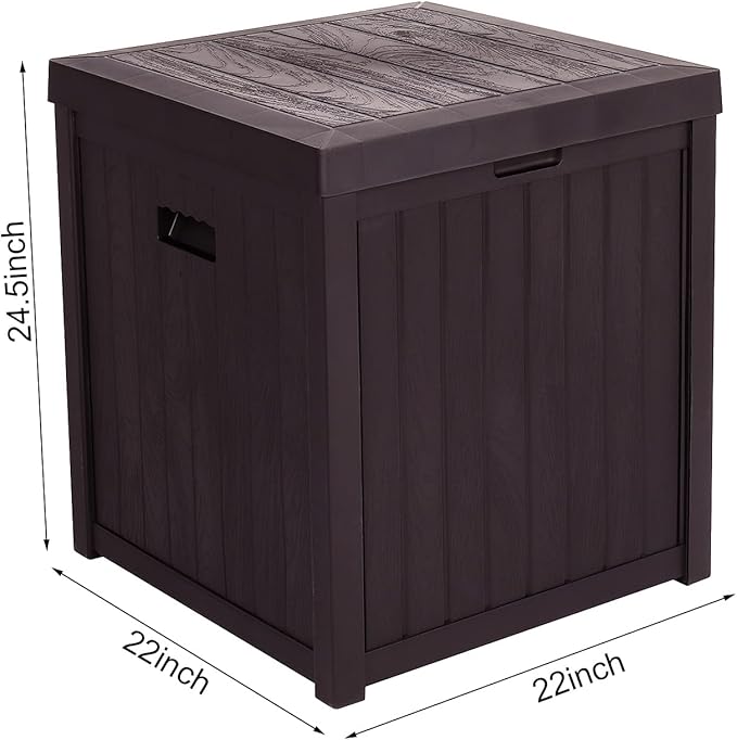 Outvita 51 Gallon Deck Storage Box, Durable Storage Container Bin for Patio Cushions and Yard Stools Outdoor Patio (Brown)