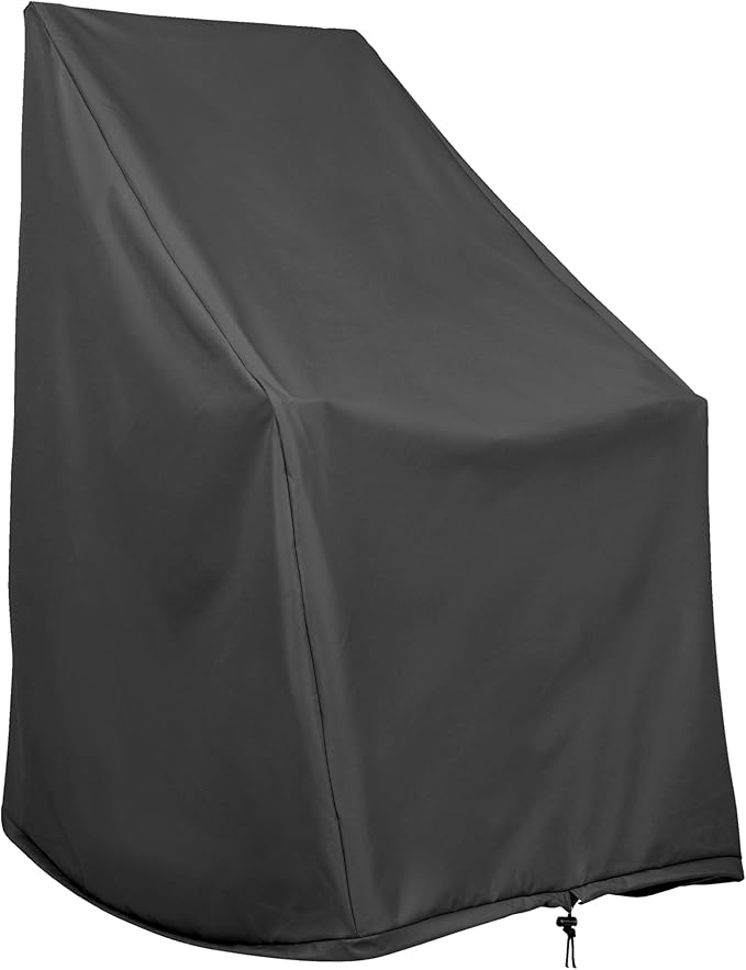 Shine Company Weatherproof Outdoor Rocking Chair Cover, 100% Woven Polyester, Elastic Cord with Toggle, Black