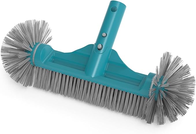 POOLWHALE 12.5” Pool Brush Head with Round Ends, Plastic Pool Brushes for Cleaning Above Ground Pool Walls, Stairs & Corners, Safe for Vinyl Liner(No Pole)