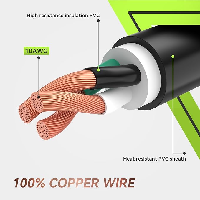 RVMATE 30 Amp 50 Feet RV Power Extension Cord with Easy Plug-in Handle, TT-30P to TT-30R, LED Indicator, 10 AWG, ETL Listed