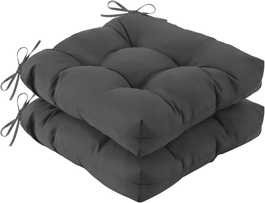 IASEAHK Outdoor Chair Cushions Set of 2, 17" x 17" x 4", Waterproof Outdoor Seat Cushions for Patio Furniture, Fade-Resistant Patio Chair Cushion, Dining Wicker Chair Pads for Porch Garden, Dark Grey