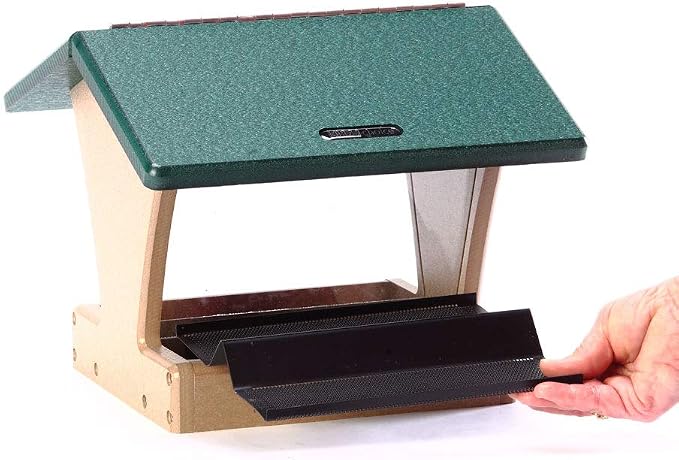 Birds Choice SN200 Two-Sided Hopper Feeder, Recycled Bird Feeder, Medium, Taupe/Green