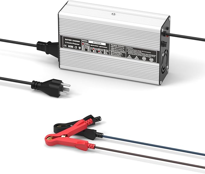 58.4V 5A, AC-DC Battery Charger, Dedicated Best Solution for 48V Lithium Iron Phosphate, LiFePO4 Battery Recharging, Support Charging Solar Off-Grid, Golf Cart (58.4V 5A Charger-Silvery)