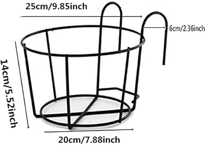 4 Pack Hanging Planters for Railings Rail Planter Hanging Baskets Flower Pot Holders Iron Plant Racks Metal Fence Planter Potted Stand Mounted Balcony Plant Baskets Container,Garden Steel Pots