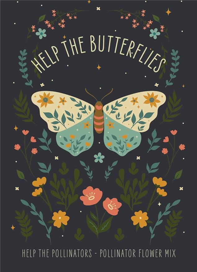 Bentley Pollinator Wildflower Mix, 25 Non-GMO Non-Coated Packets for Garden Planting, Help Butterflies and Pollinators, Beautiful Gift
