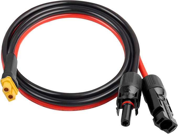 XRDS -RF Solar Connector to XT60 Cable 2FT, 10AWG Solar to XT60 Female Extension Cable, 600V Rated Power Cable for Solar Panels, Batteries, Power Stations – Heavy-Duty High Current Transfer