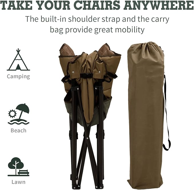 SUNNYFEEL Oversized Camping Chair Heavy Duty Folding Moon Chair Large Sofa Chair for Adults 500 LBS Portable Camp Lawn Chair with Storage Bag for Beach, Trip, Lawn, Outdoor Camp for Adults & Carry Bag