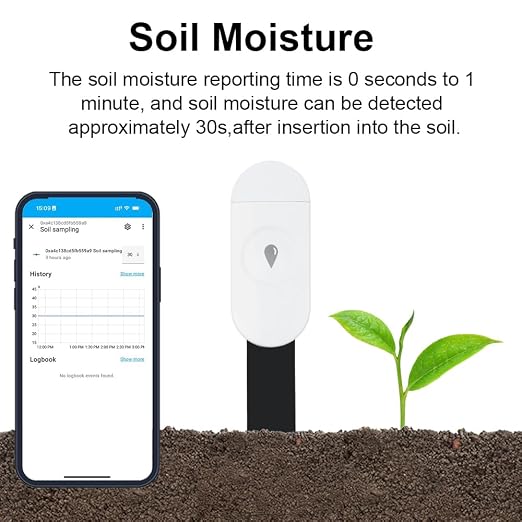 Haozee Intelligent Soil Moisture Sensor, Zigbee Hub Required | Capacitive Sensor, Humidity/Temperature Meter for Garden Planting, Compatible with Home Assistant Zigbee2mqtt