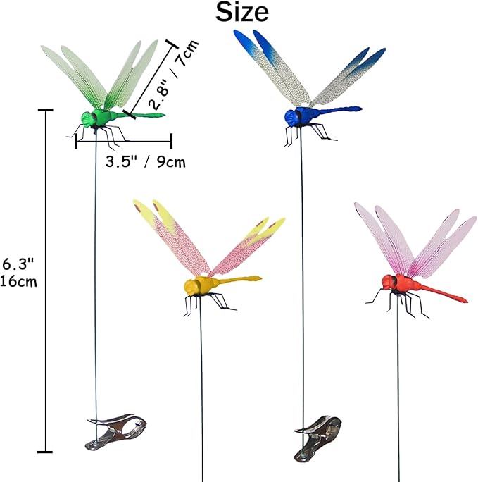 Kleeblatt Dragonfly Clip 12pcs - DIY Dragon Fly Clips, Hair Accessories, Garden Decor, and Outdoor Decorative Stakes - Ideal for Garden & Patio Enhancement(in Boxs)