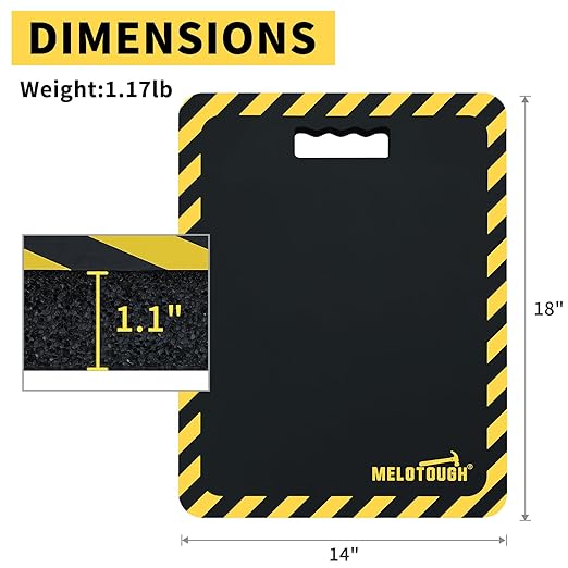 MELOTOUGH Kneeling Pads for Work, Soft & Thick Foam Kneeling pad for Gardening, Auto-Repair, Cleaning, Flooring, Water Resistant, Shock Absorption, 18"x14"x1.1" (Black)