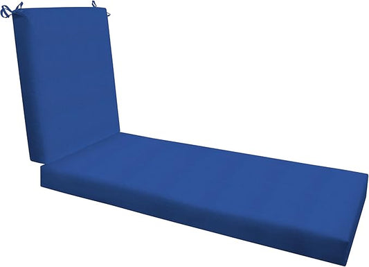 Honeycomb Outdoor Chaise Lounge Cushion for Patio Furniture, Water & Fade Resistant, Removable Cover, 21.5 x 70, Heritage Textured Solid Sapphire Blue