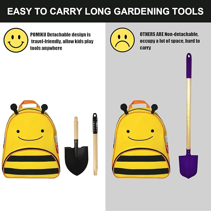 Kids Rake and Shovel Sets, 7PCS Child Metal Gardening Tools for Real Digging-Great for Garden, Yard, Sandbox, Lawn, Camping Play, Outdoor Toys for Ages 2-4, 5-7 Years Old