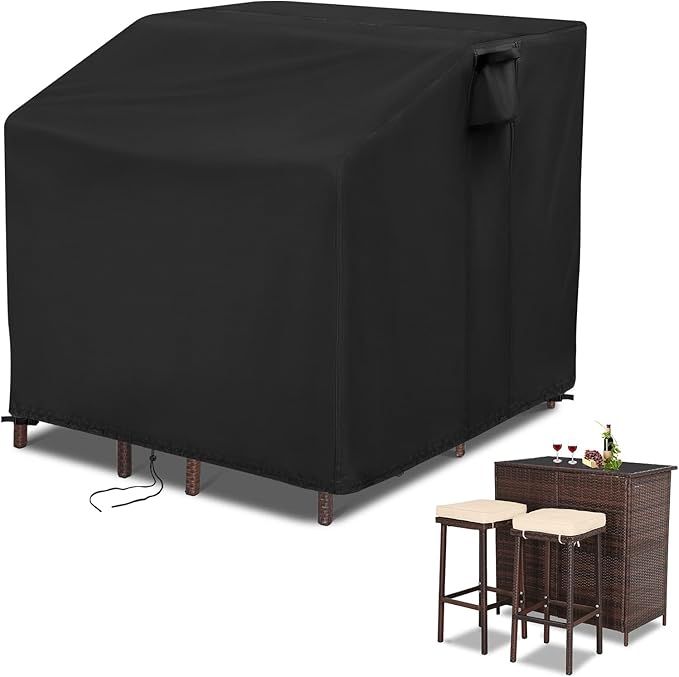 41 Inch Waterproof Outdoor Bar Set Cover 41"x38"x40", Heavy Duty Wicker 5 Piece Patio Furniture Set Cover ,Balcony Bar Set with Stools Covers