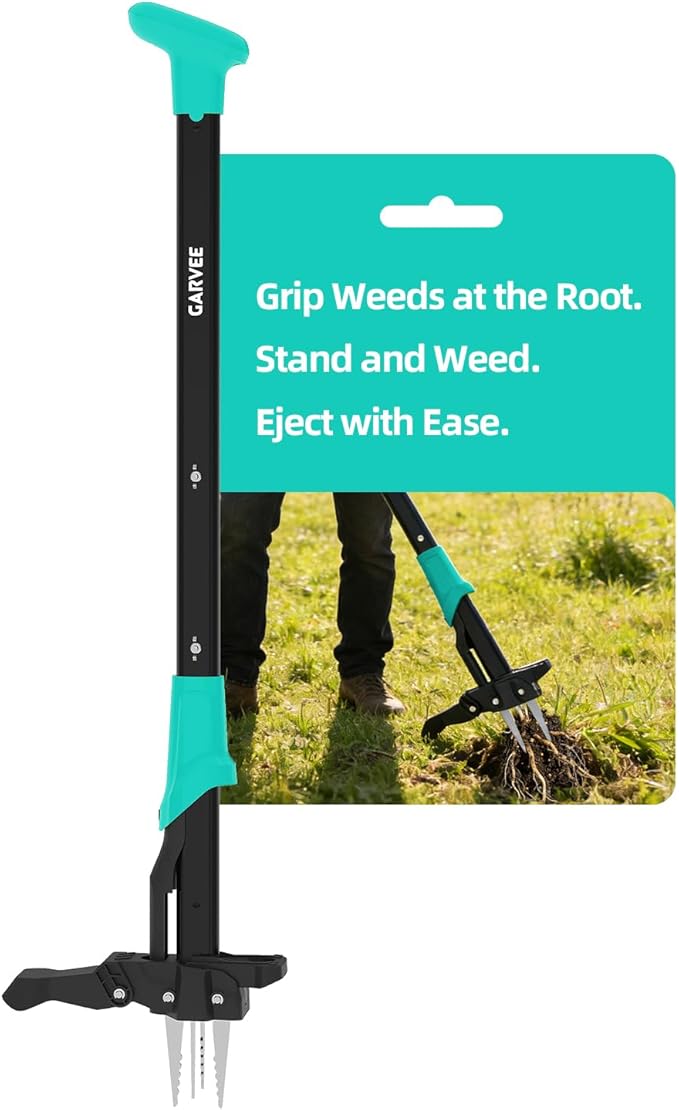 Garvee 40" Long Handle Stand Up Weed Puller - 4-Claw with Ejector Gardening Hand Weeding Tool Easy-Eject Easily Remove Weeds Without Bending, Pulling, or Kneeling.