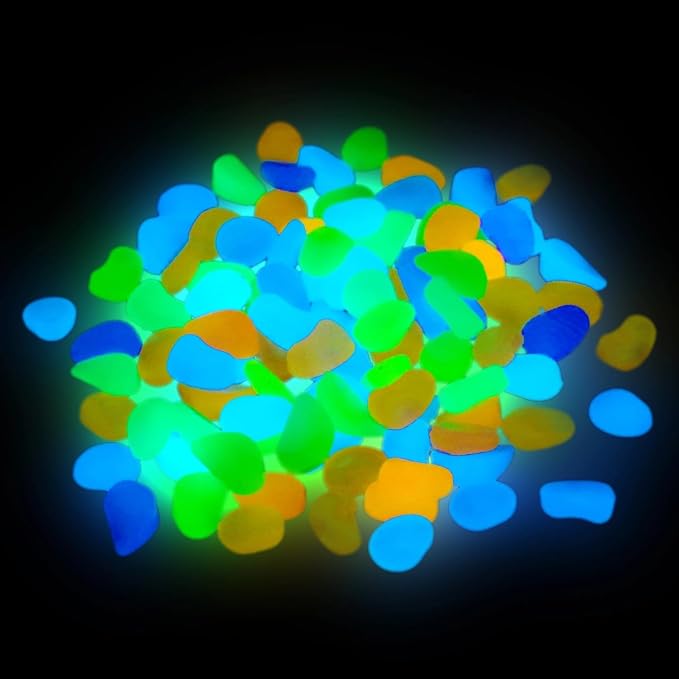 750 Pcs Glow in The Dark Rocks, 1.1 in Garden Pebbles, Decorative Aquarium Gravel, Safe Plastic Luminous Stones for Fish Tank, Garden, Plant, DIY Decoration