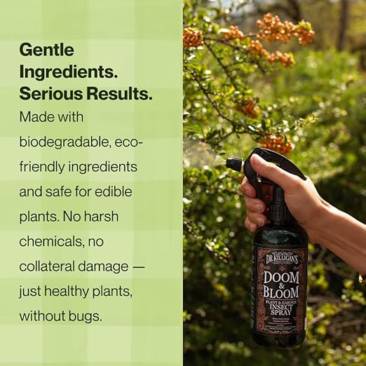 Dr. Killigan’s Doom & Bloom House Plant Pest Spray - for Outdoor & Indoor Gardening, Kills Aphids, Spider Mites, Fungus Gnats & Thrips on Contact, Adjustable Trigger Sprayer (16 oz)