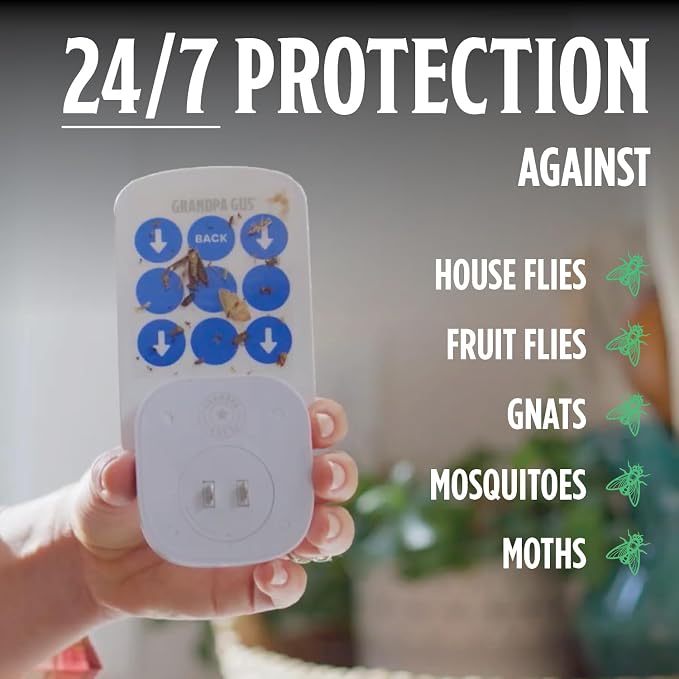 Grandpa Gus’s Indoor Fly Trap Refill Glue Boards 6 Pack - Sticky Replacement Cards for Flies, Gnats, Fruit Flies, Mosquitoes & Moths - Plug-in UV Light Trap Refills for Indoor Flying Insect Control