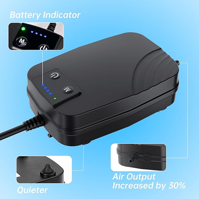 Biling 2W Solar Pond Aerator with Battery Backup, Air Hose, Air Stones, 3 Working Modes for Outdoor Fish Pond Stock Tank Aquarium