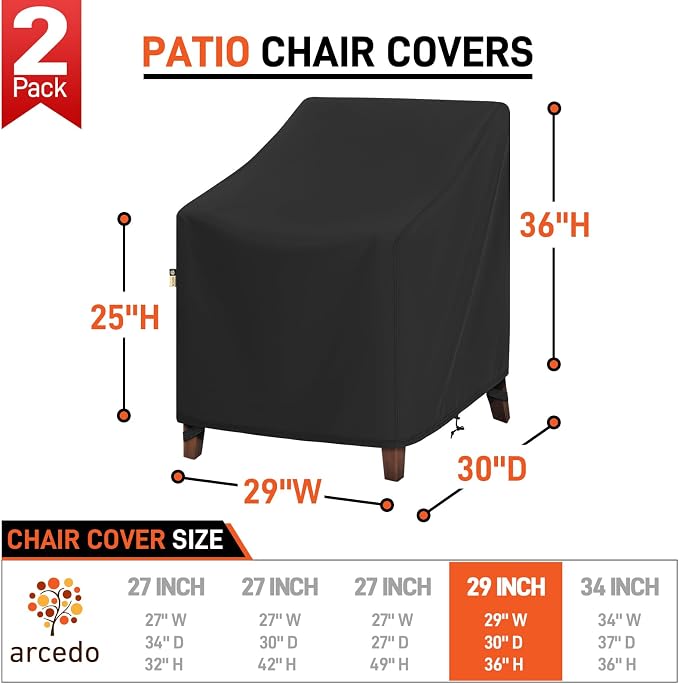 Arcedo Chaise Lounge Cover and Outdoor Chair Covers Set, 4 PCS – Waterproof UV Resistant Dustproof for Porch, Balcony & Patio