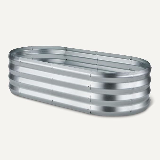 Amazon Basics Raised Garden Bed, Galvanized Steel, 48 x 24 x 12 inches, Silver