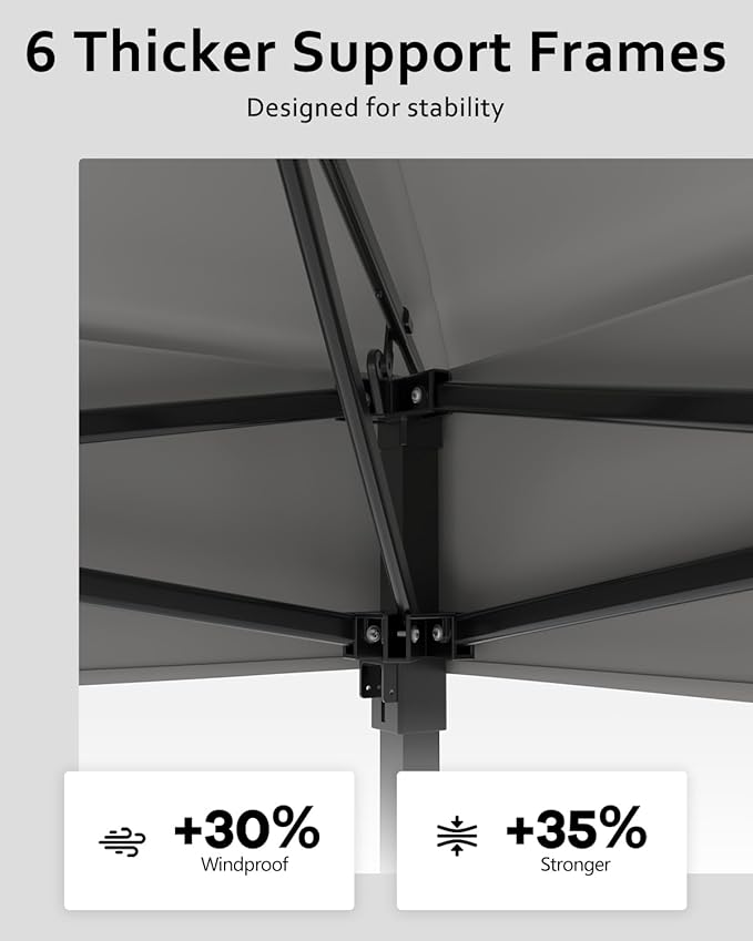 Garveelife 11x11 Pop Up Gazebo Tent with Mosquito Netting, Outdoor Canopy Shelter Easy Setup, Water & UV Resistant - Grey
