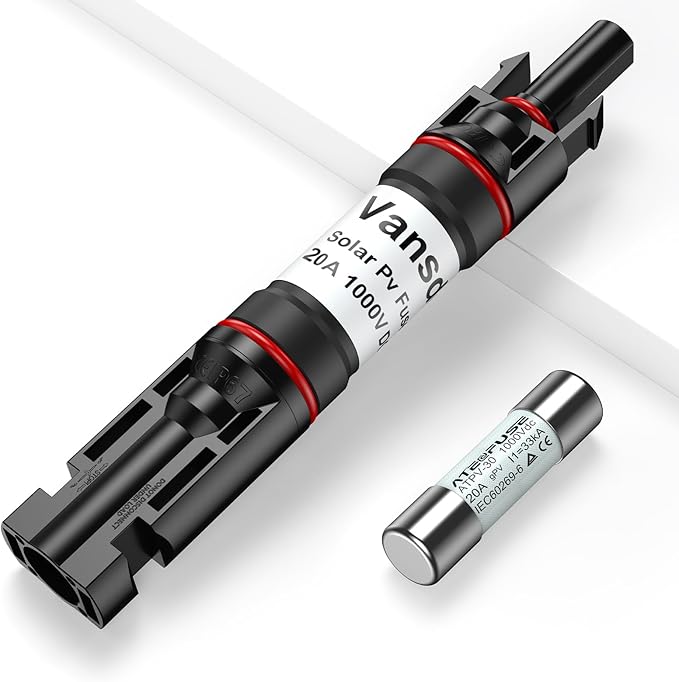 Vansdon 20A Solar Fuse Holder Inline,Male and Female Connector for Solar Panel and Solar Controller,Waterproof Solar Panel Fuse, 1PCS