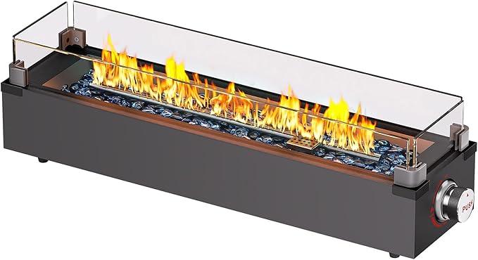 Ciays 28 Inch Tabletop Propane Fire Pit, 50000 BTU Table top Firepit with Glass Wind Guard & Glass Beads, Portable Outdoor Portable Fireplace for Patio and Camping